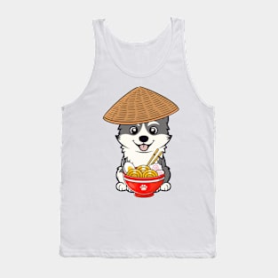 Funny husky dog is eating noodles Tank Top